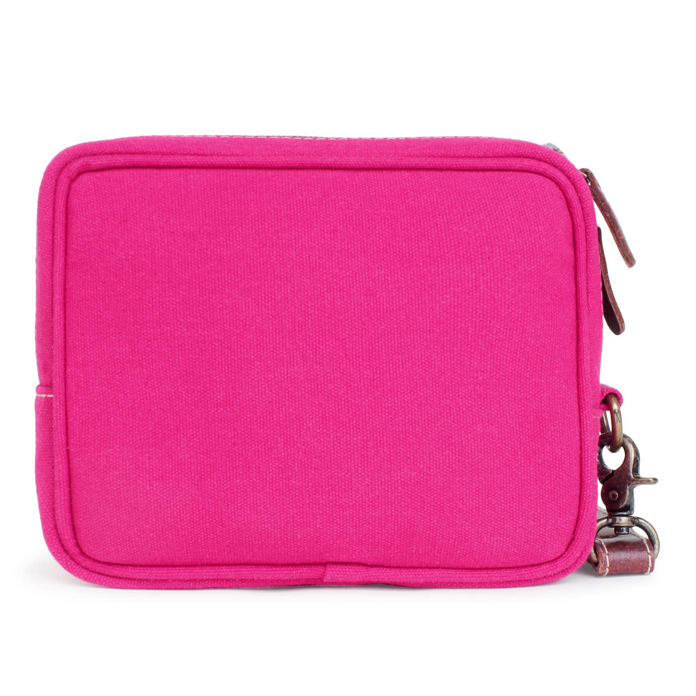 Pink Leopard Up-cycled Canvas & Genuine Leather Wristlet
