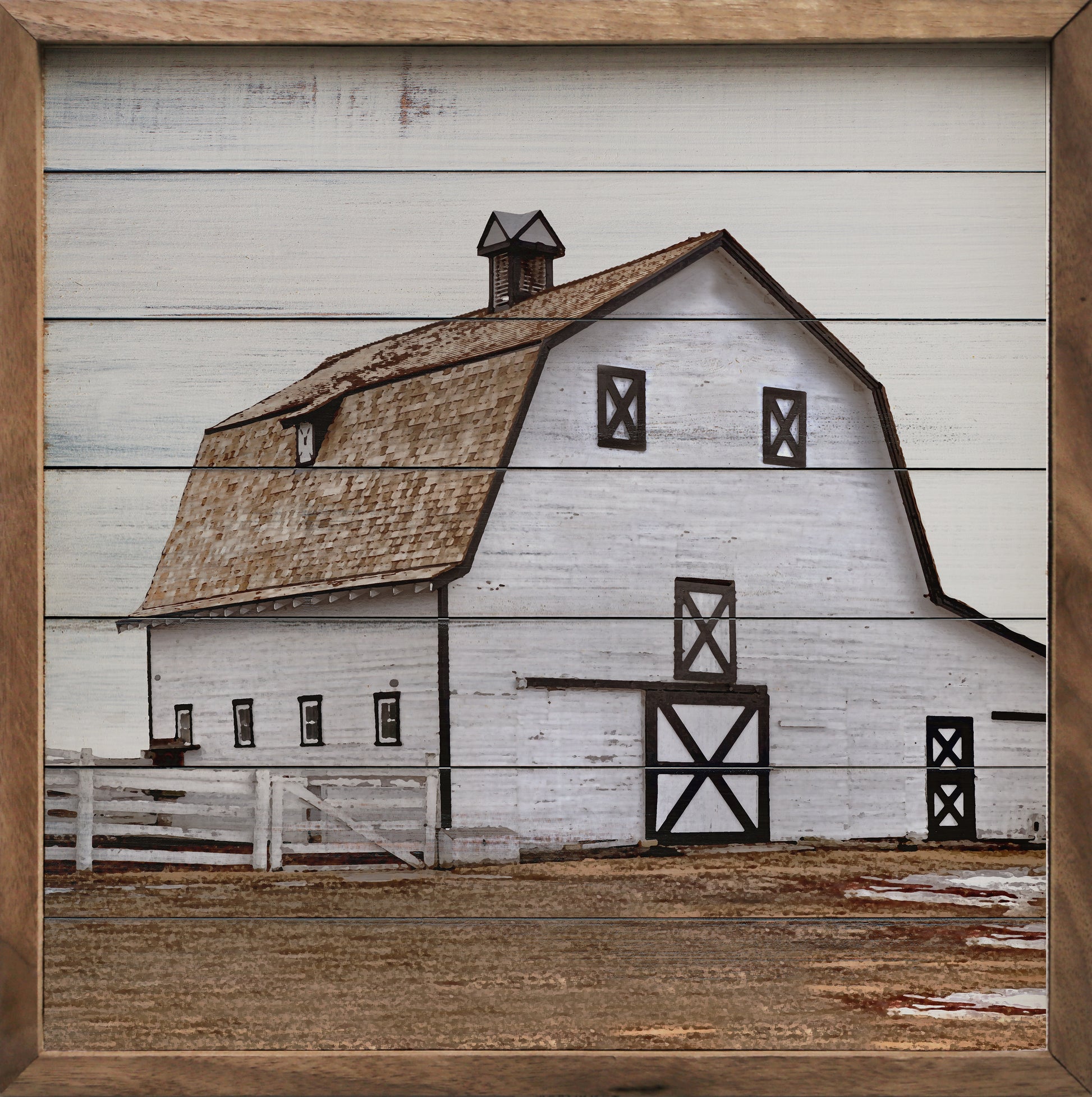 White Barn And Fence image 0