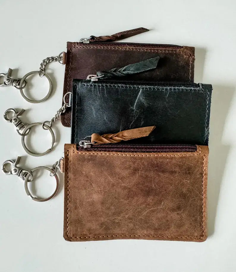 LEATHER KEYCHAIN WALLET Genuine waxed leather