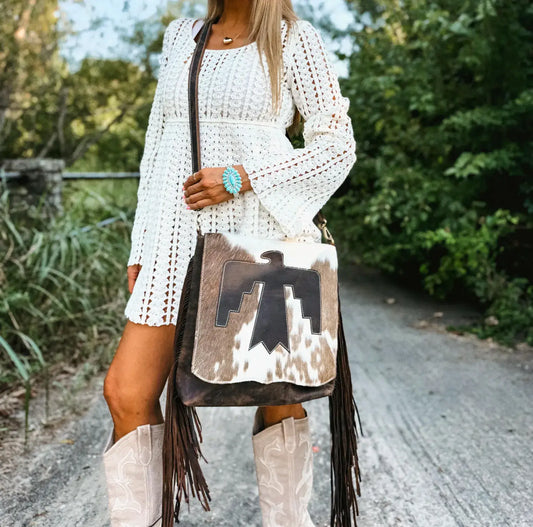 ALEXA THUNDERBIRD CROSSBODY | Western Cowhide Leather purse