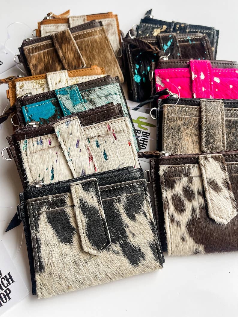 Dakota Wristlet Wallet - Western Cowhide Leather Credit Card Holder