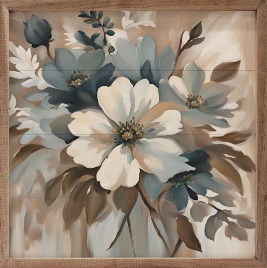 Blue And Tan Floral Display image 0