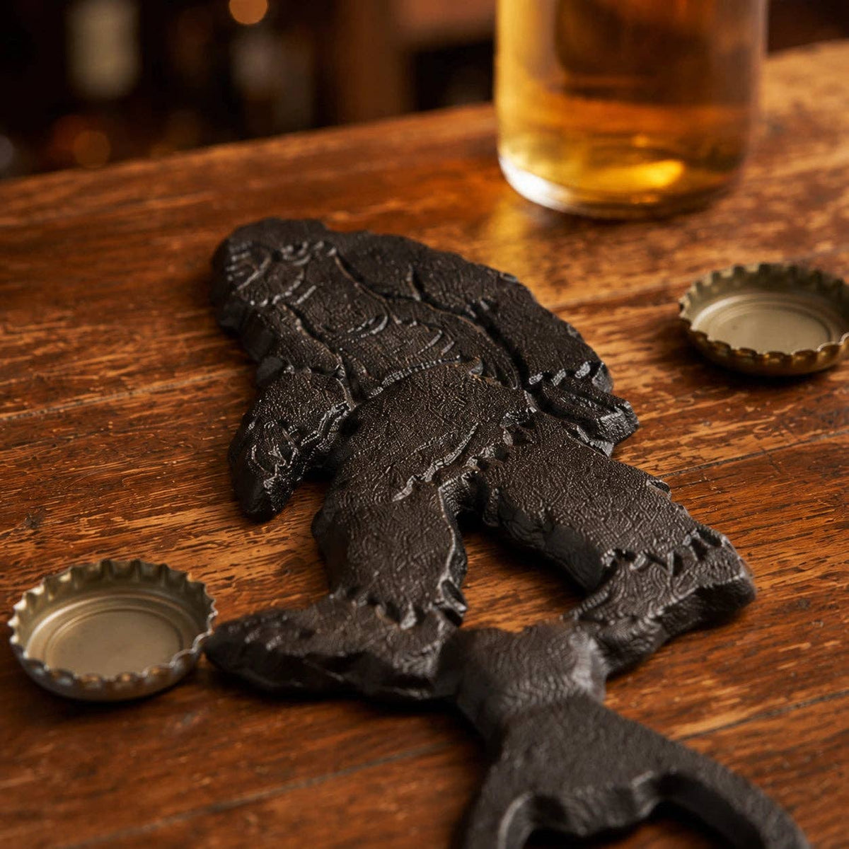 Bigfoot Bottle Opener, Black Cast Iron Bar Tool, 6.8"