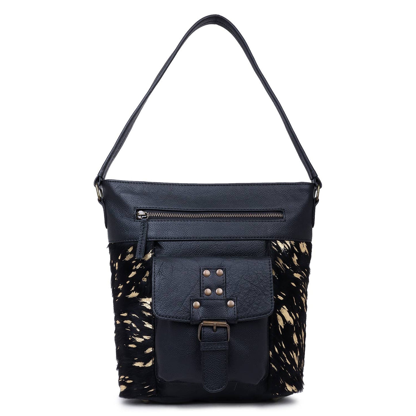 Black/Gold Leather Shoulder Bag