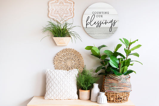 Counting Our Blessings Stripe Whitewash Circle image 0