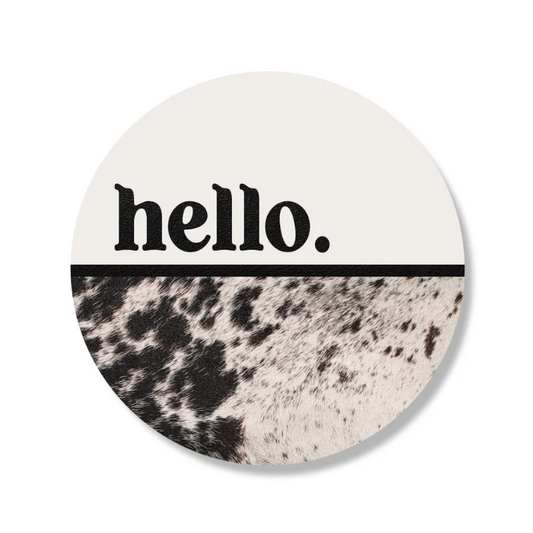 Hello Cowhide White Circle image 0