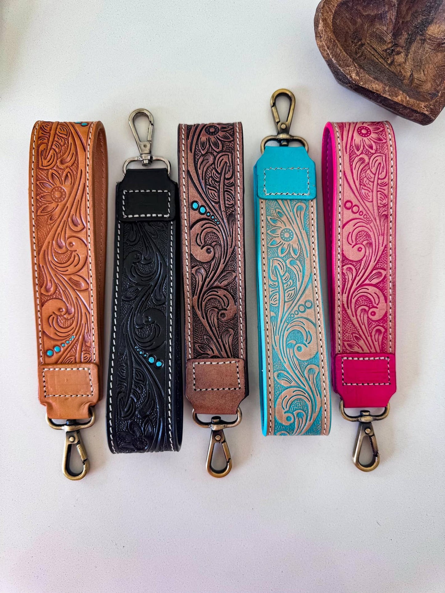 Hand Tooled Leather Keychain - Key Fob: CHUNKY