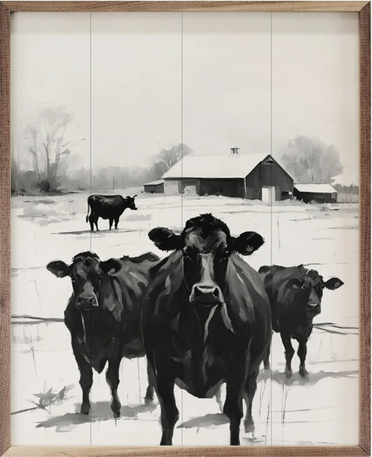 Cows In Pasture By Barn image 0