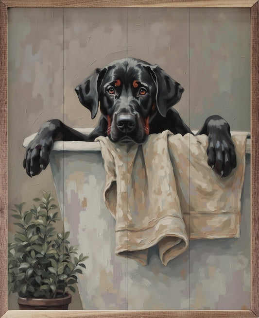 Bath Time Dog In White Tub image 0