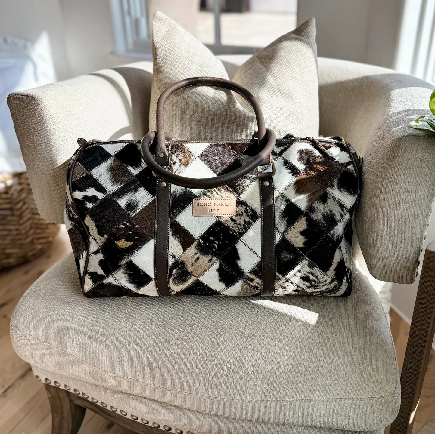 BOHO LUXE DUFFLE Weekender Leather Hair-On Cowhide Travel Bag