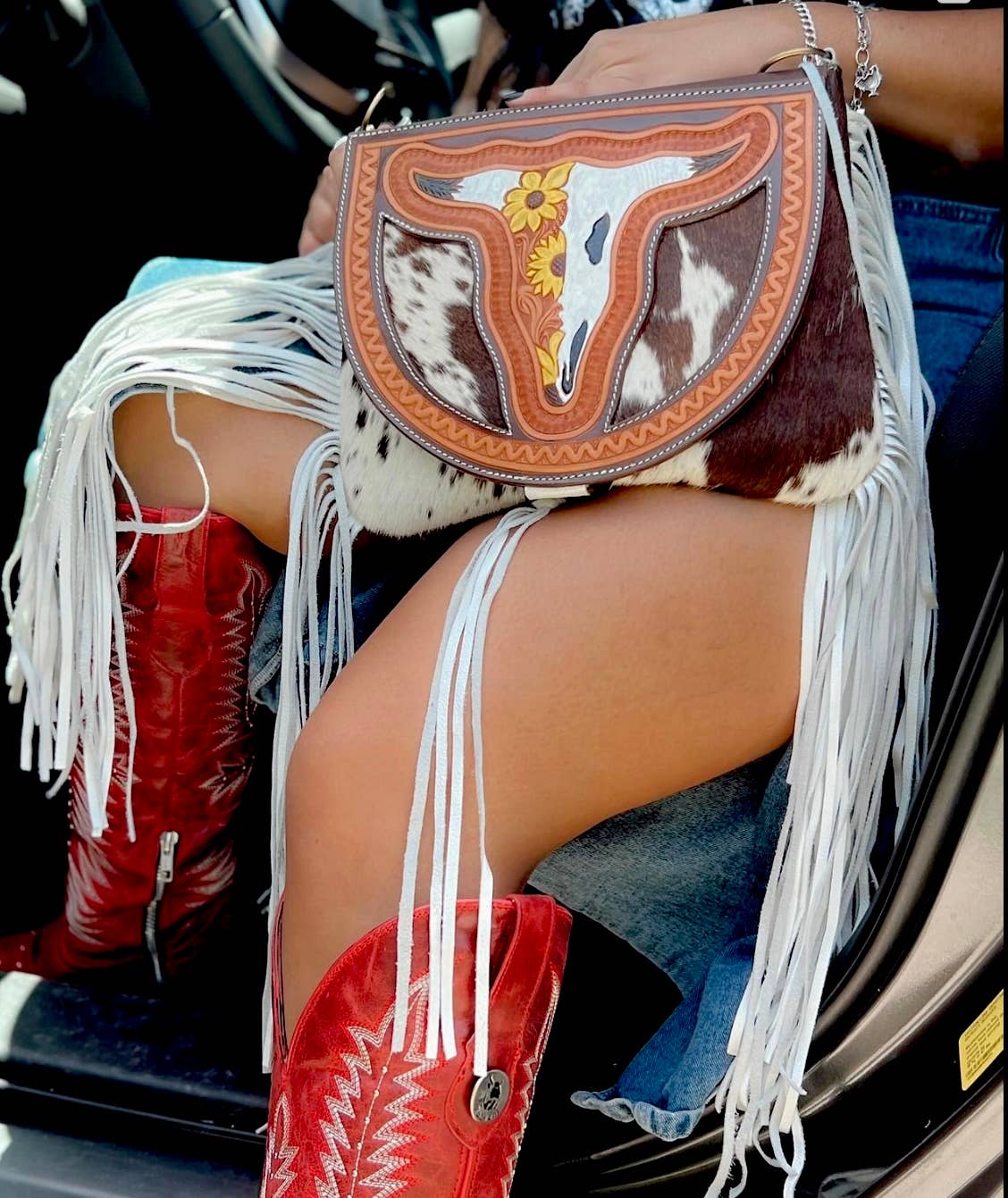 THE CAROLINE CROSSBODY Longhorn Cowhide Purse