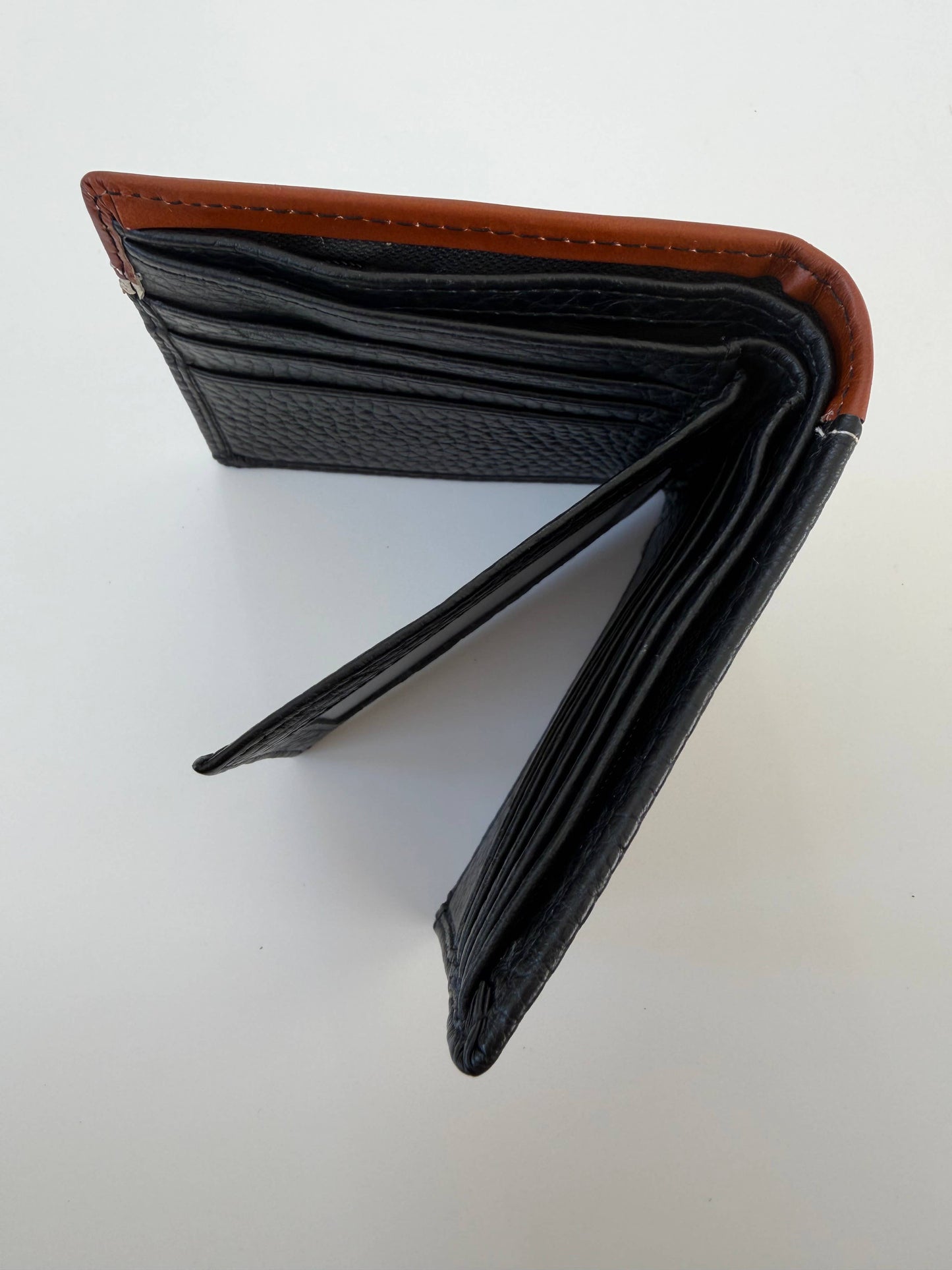 Leather Billfold Bifold Wallet with Zippered Pocket