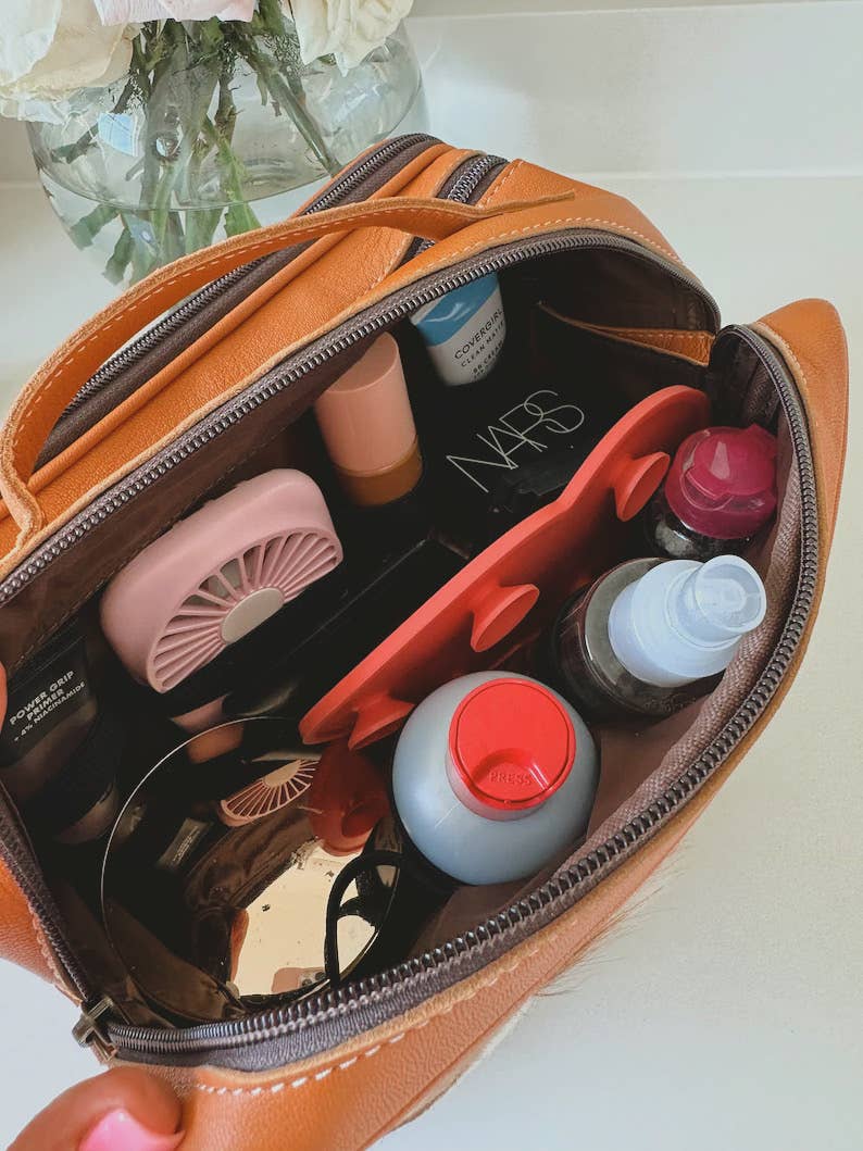 Genuine Leather Cowhide Cosmetic Travel Bag