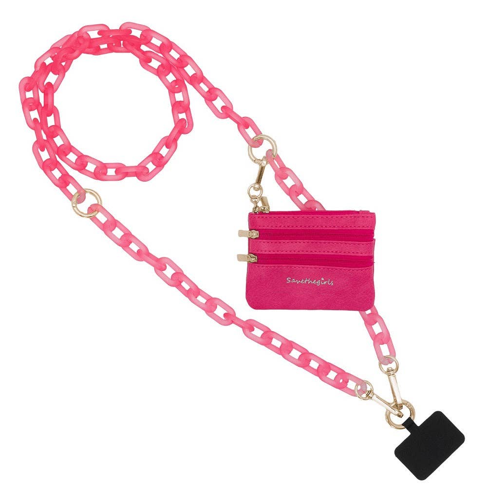 Clip & Go Ice Chain with Pouch: Hot Pink Chain with Hot Pink Pouch
