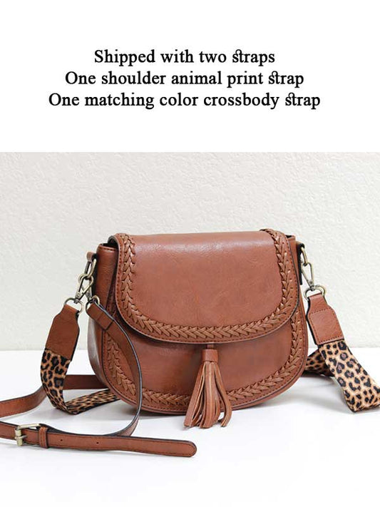 Distressed Buffalo Vegan Leather Crossbody Purse image 0