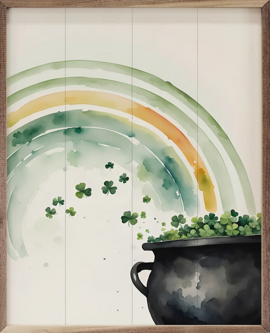 Rainbow And Pot O Shamrocks White image 0