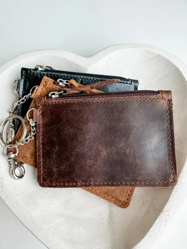 LEATHER KEYCHAIN WALLET Genuine waxed leather