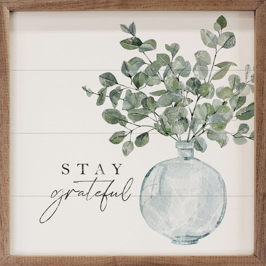 Stay Grateful Eucalyptus Vase White image 0