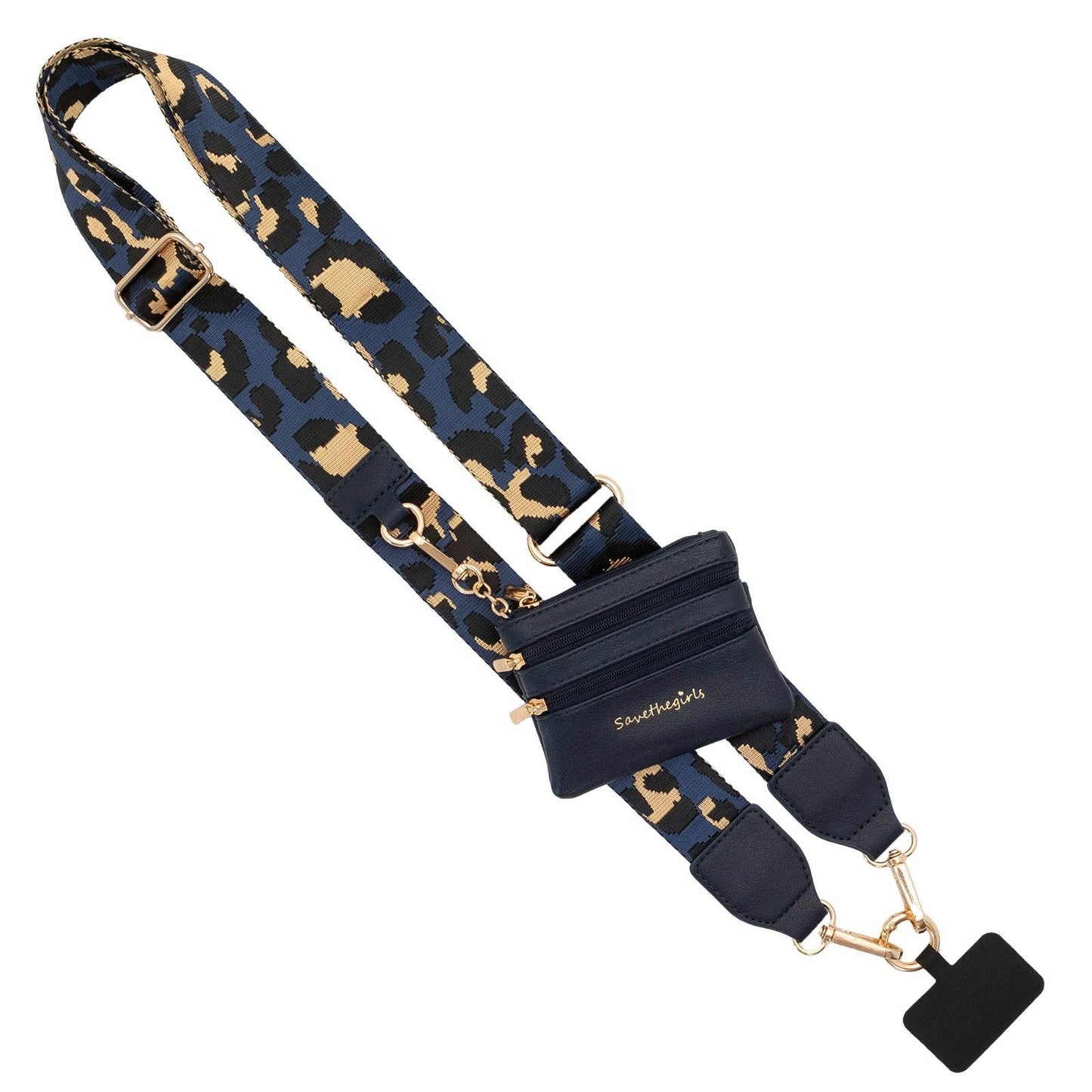 Clip & Go Strap with Pouch - Leopard Collection: Purple/Black w/RFID Pouch