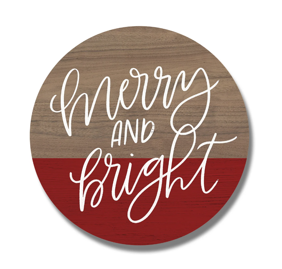 Merry And Bright Red And Wood Circle image 1
