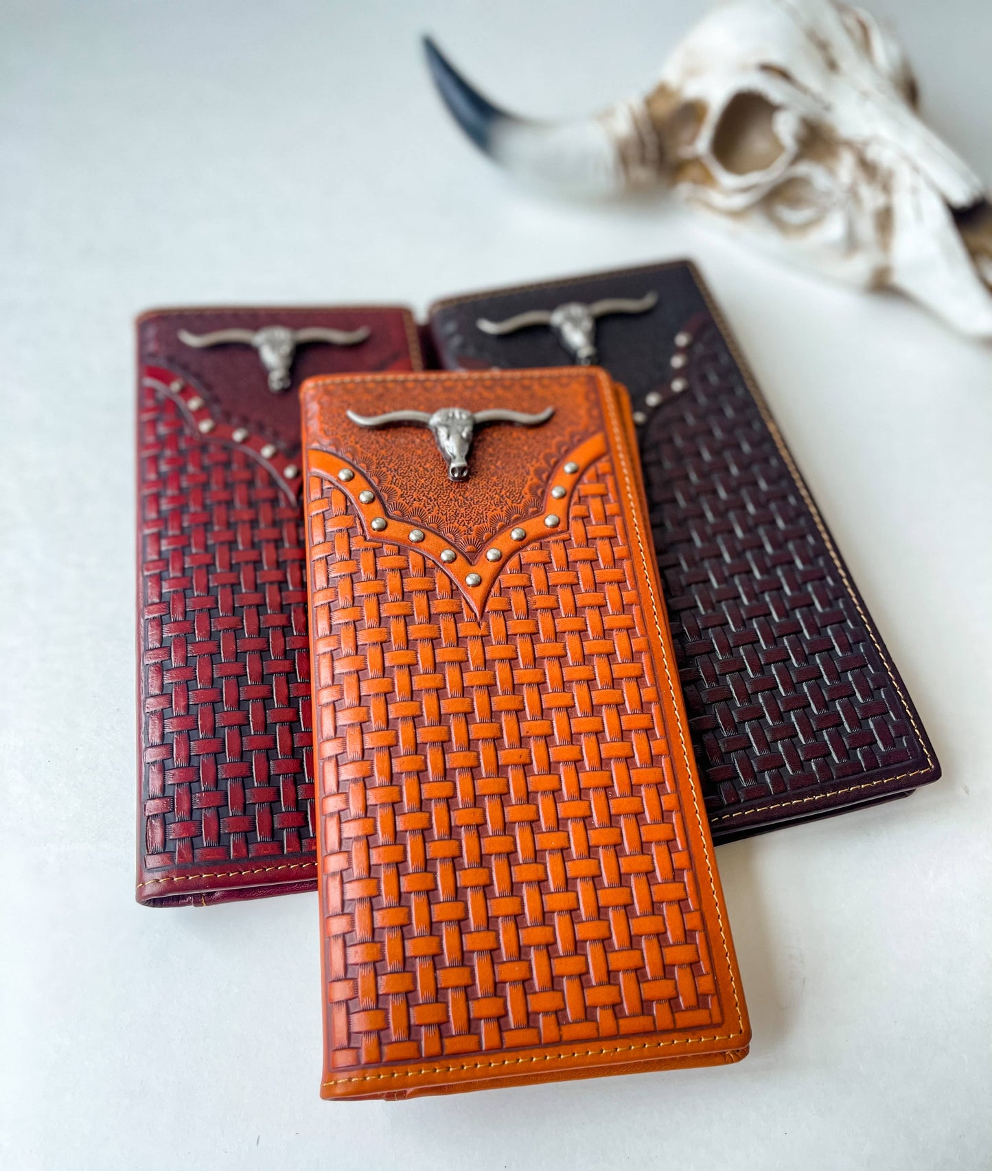 Longhorn Genuine Leather Bi-Fold Long Wallet