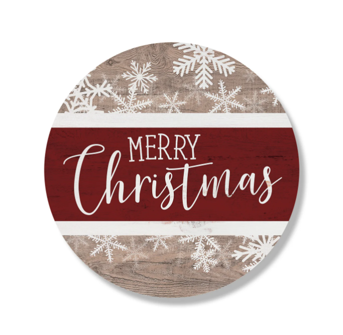 Merry Christmas Snowflakes Stripe Brown Circle image 1