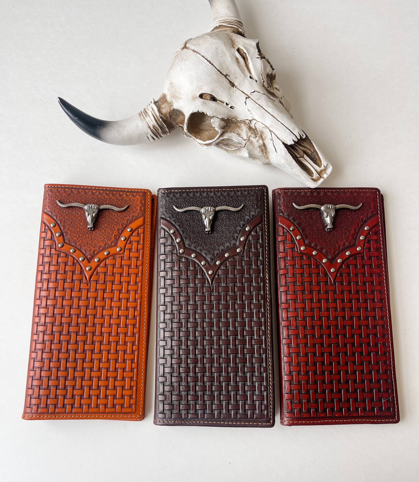 Longhorn Genuine Leather Bi-Fold Long Wallet