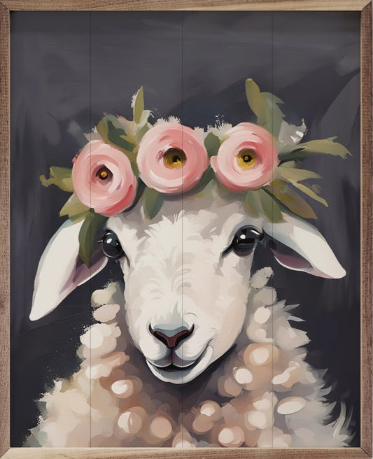 Sheep With Flower Crown Black image 0