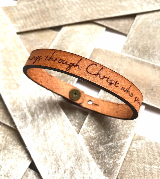 I Can Do All Things Thin Leather Bracelet image 0