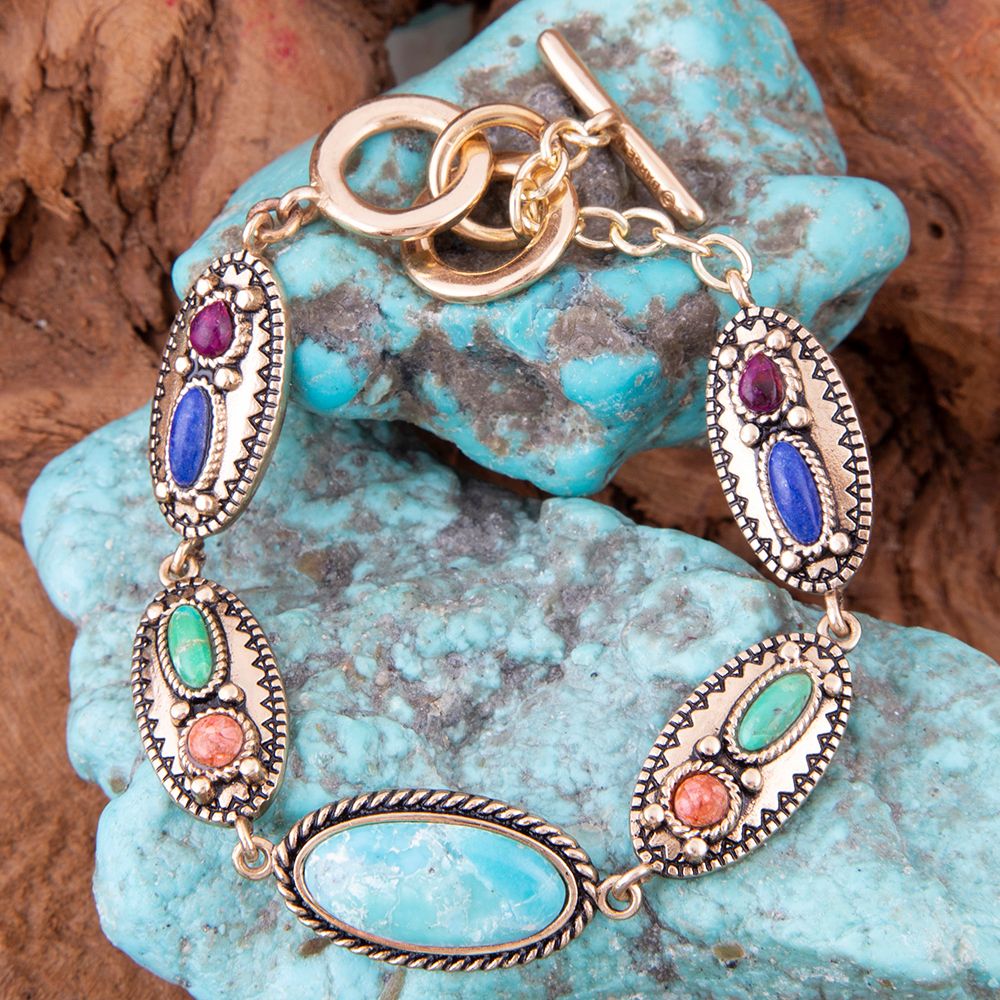 Concho Colorful Golden Link Bracelet