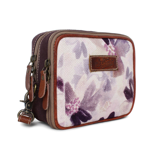 Floral Up-cycled Canvas / Genuine Leather Wristlet  image 0