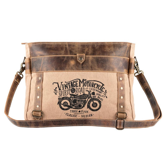 Motorcycle Canvas & Leather Crossbody Bag