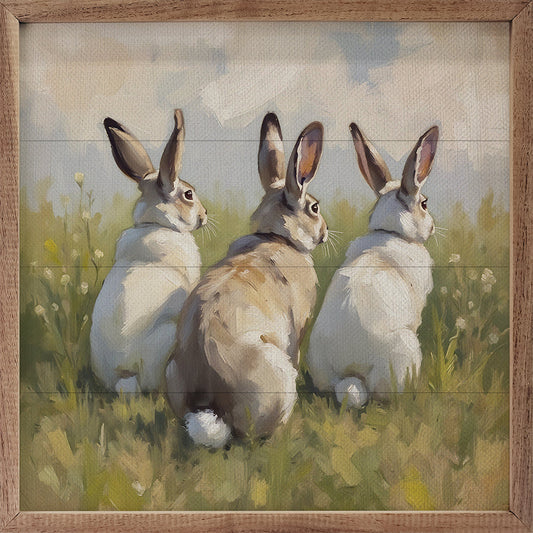 Three Bunnies In Green Field image 0