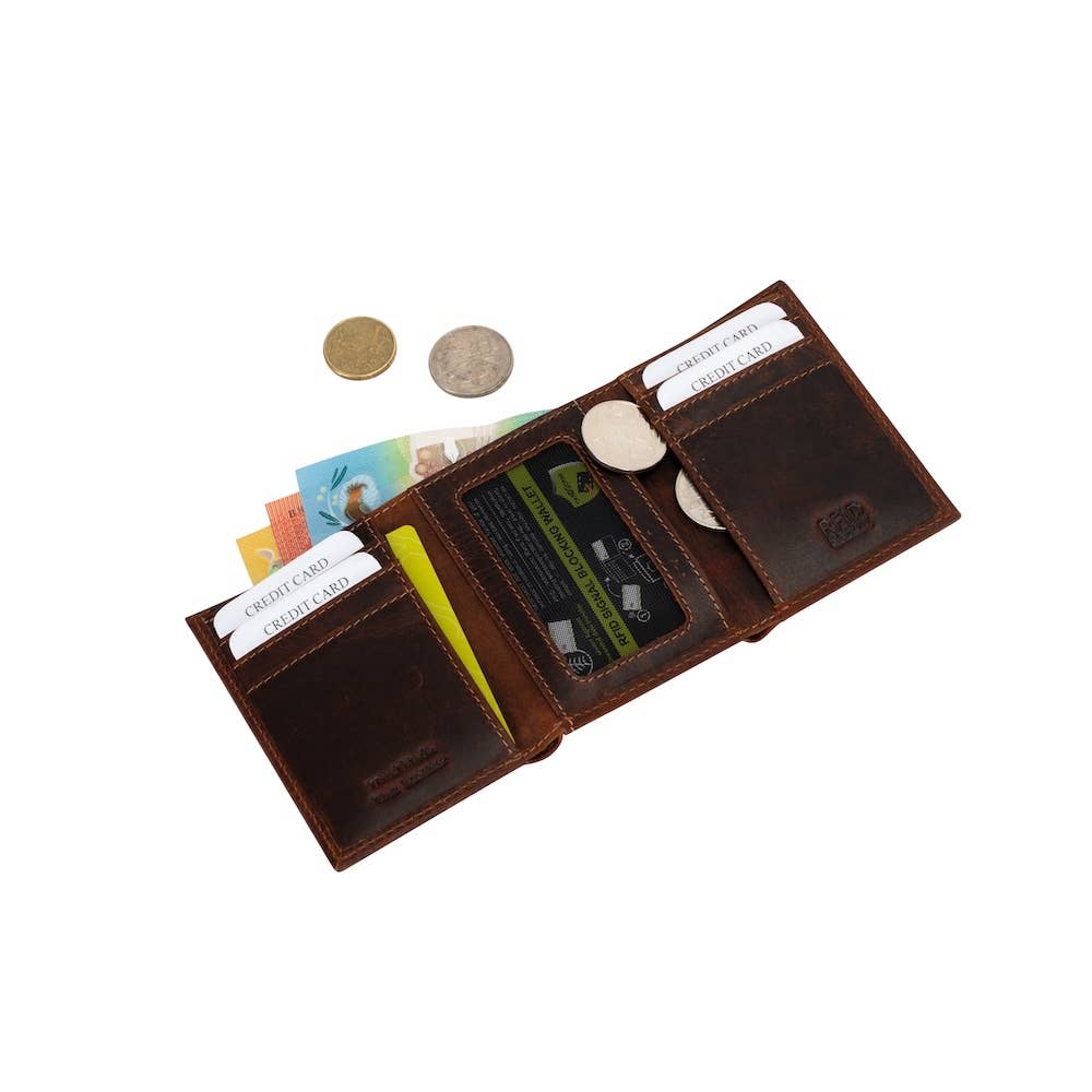 Men’s Tri-Fold RFID Leather Wallet Wellington