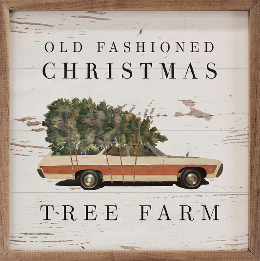 Old Fashioned Christmas Station Wagon Whitewash image 0