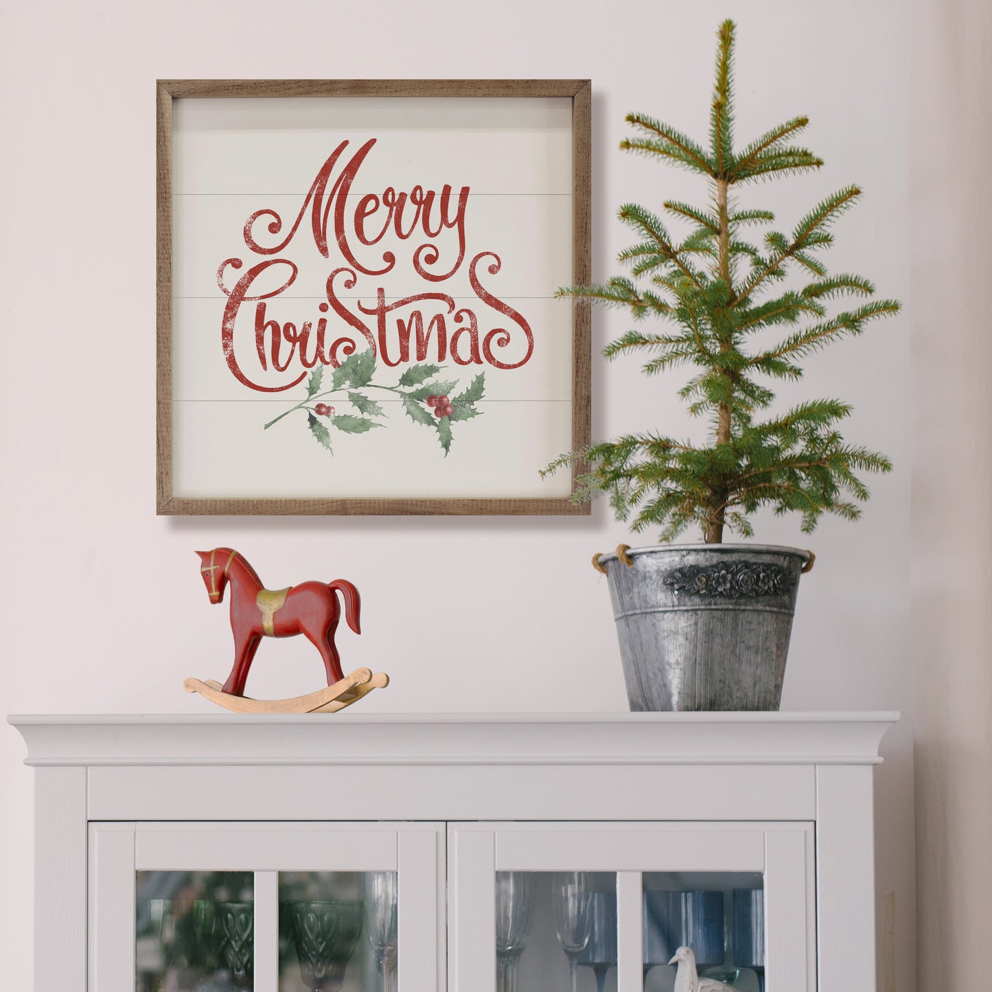Watercolor Merry Christmas Holly White image 1