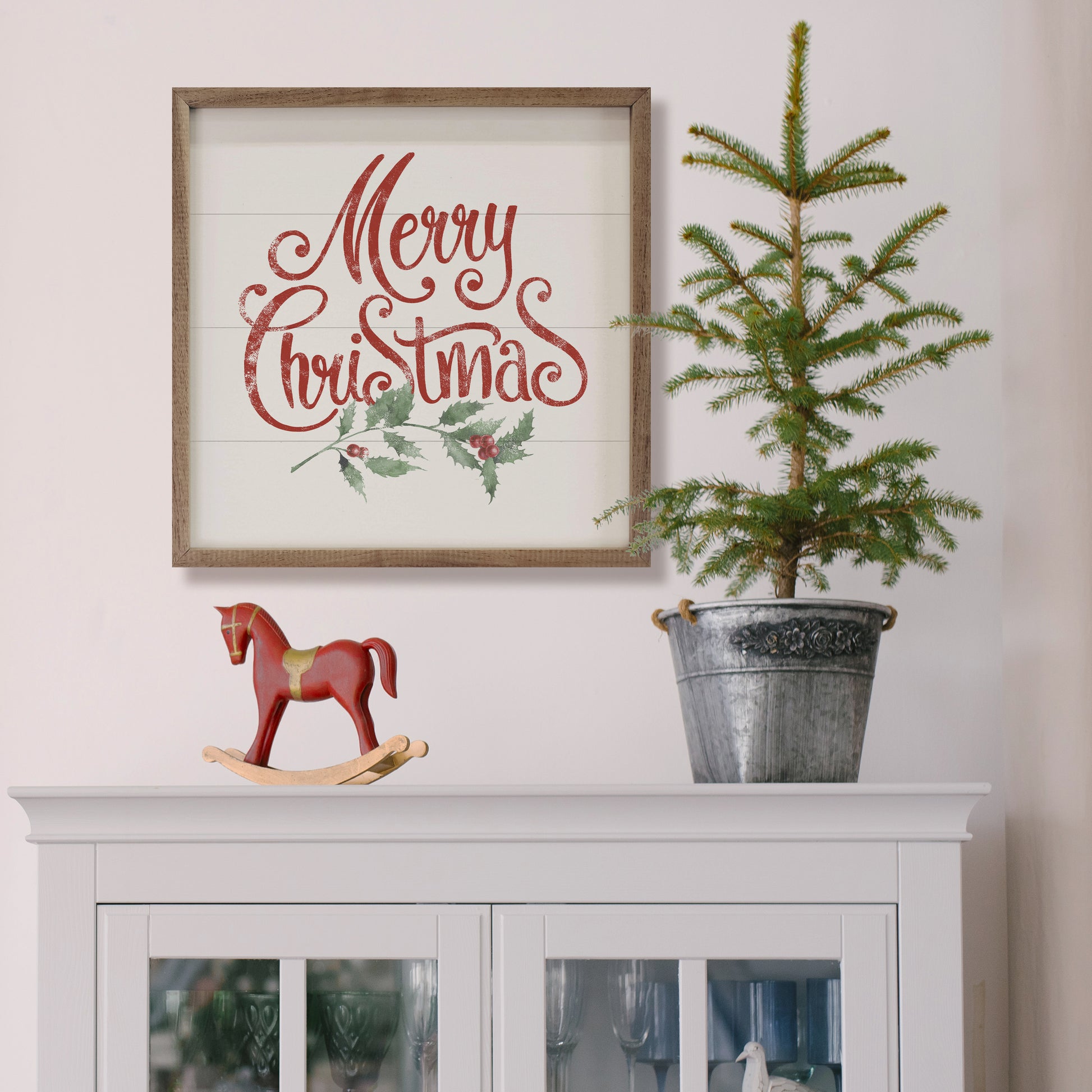 Watercolor Merry Christmas Holly White image 1
