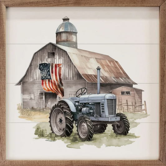 American Flag Barn Tractor image 0