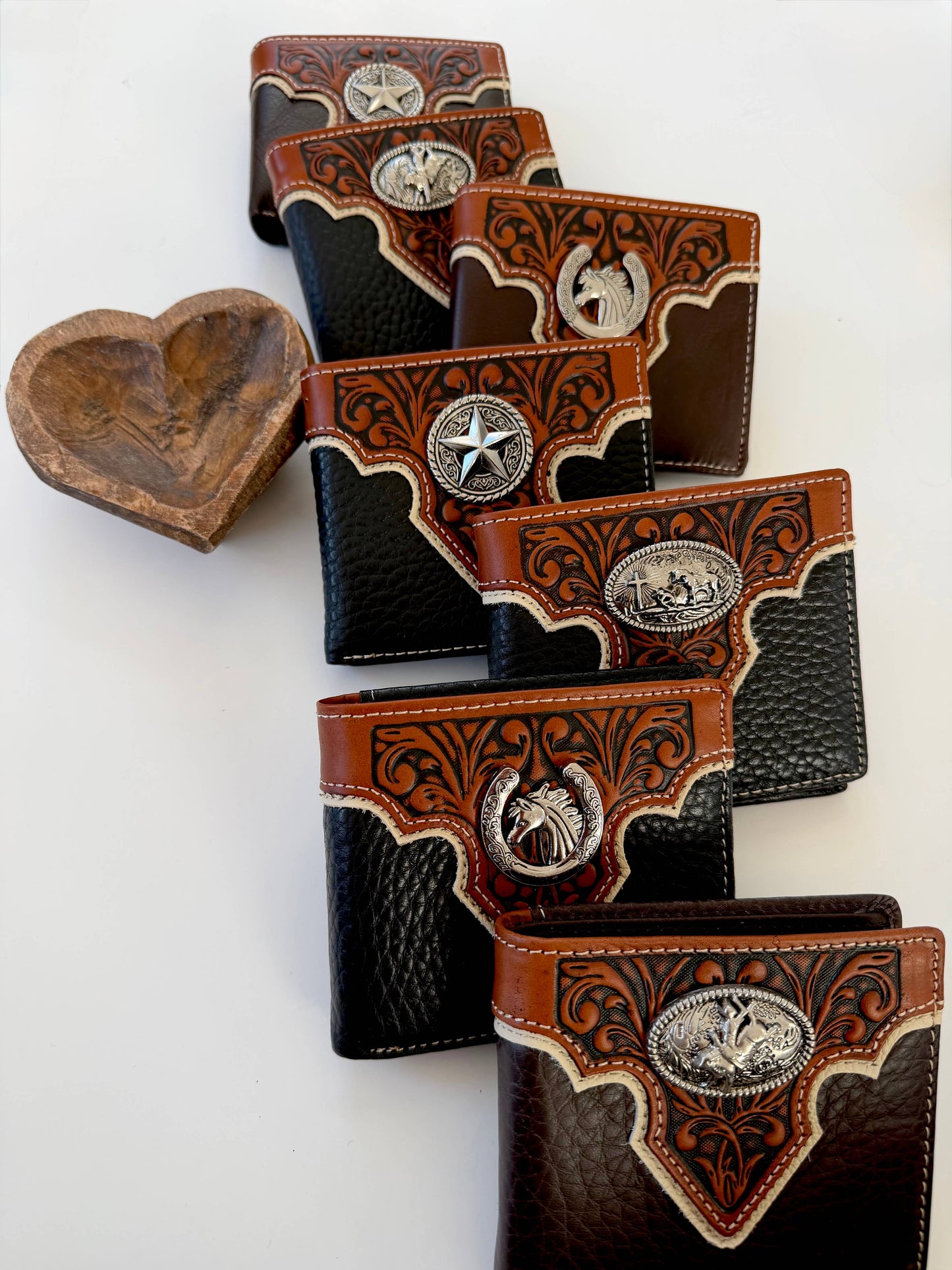 Leather Billfold Bifold Wallet with Zippered Pocket