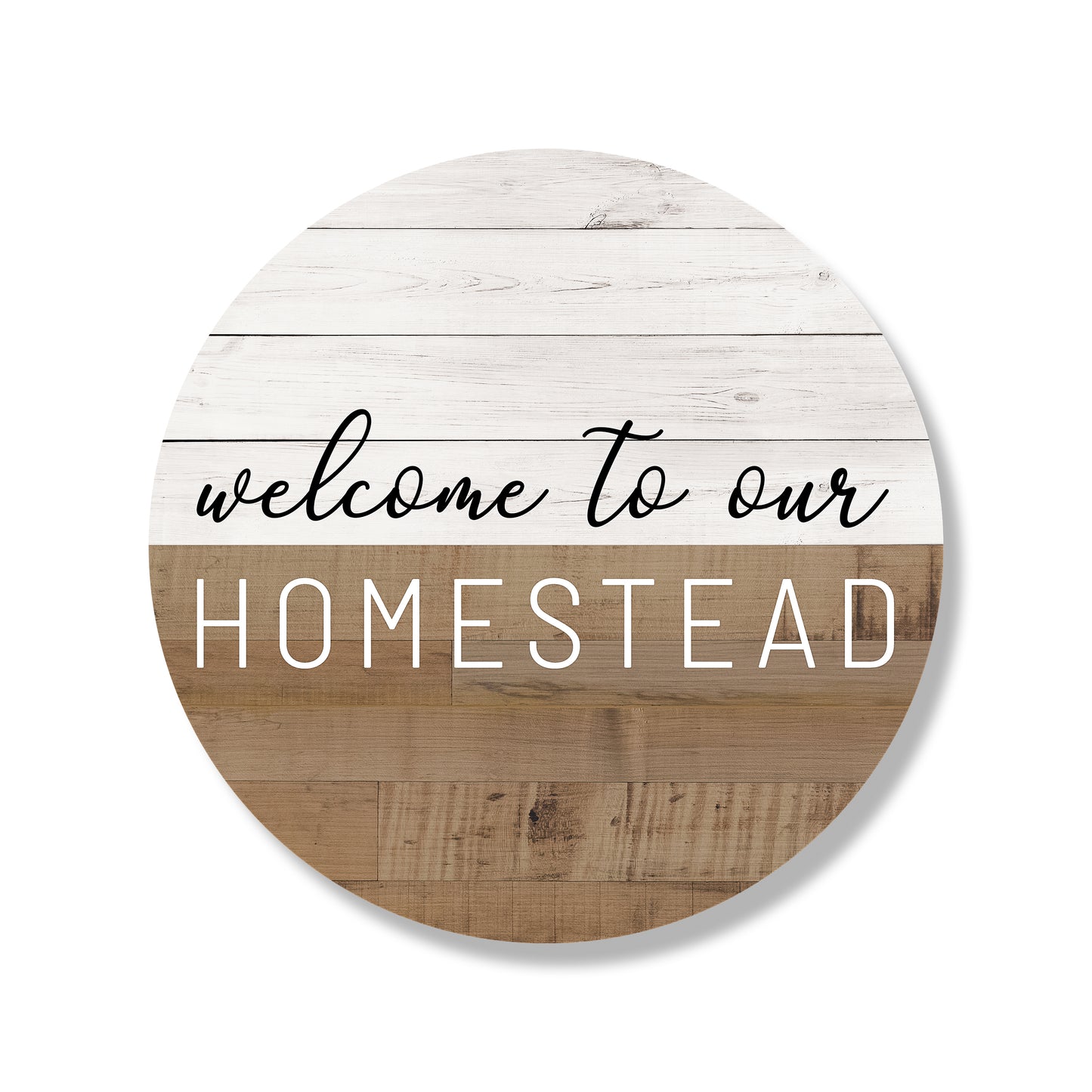 Welcome To Our Homestead Stripe Brown Circle image 0