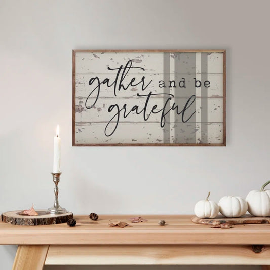 Gather and Be Grateful Stripe Whitewash image 0