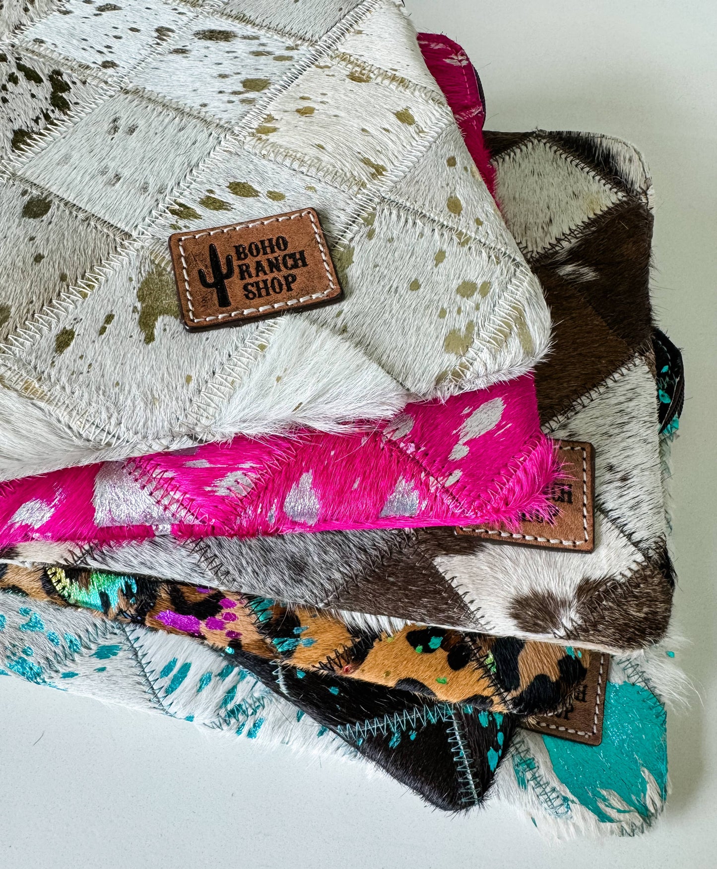 Cowhide Laptop Sleeve LARGE - PINK/SILVER