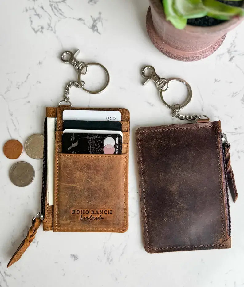 LEATHER KEYCHAIN WALLET Genuine waxed leather