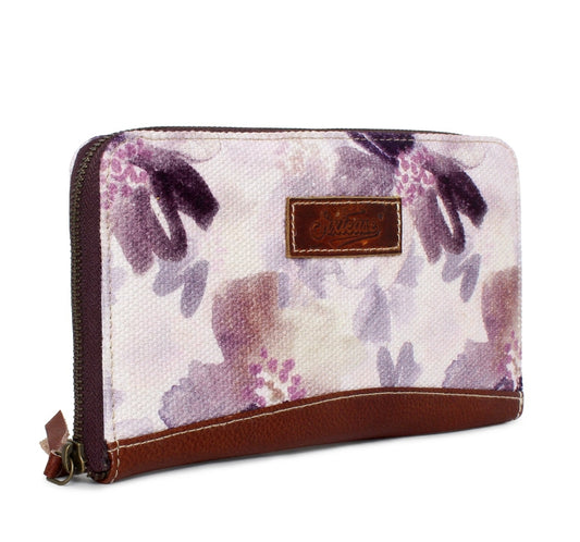 Floral Up-cycled Canvas & Genuine Leather Wallet image 0