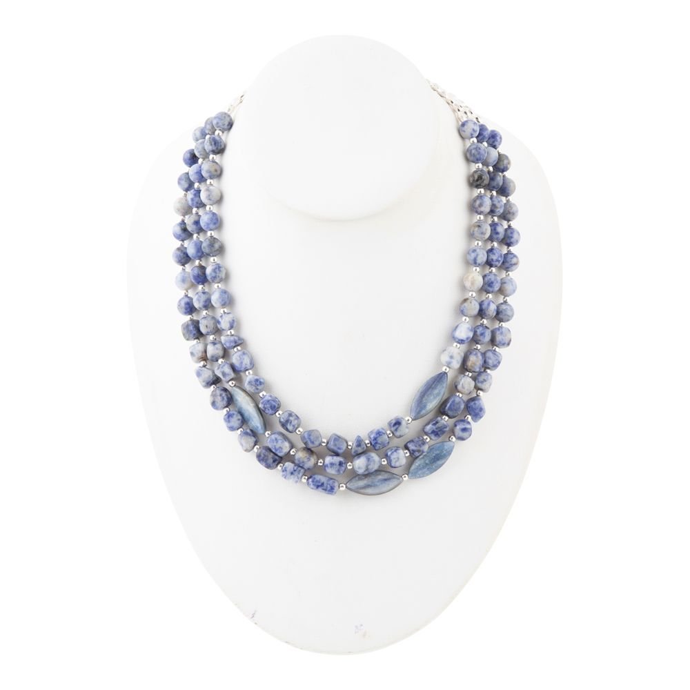 Denim Kyanite Blue Lapis Sterling Silver Strand Necklace