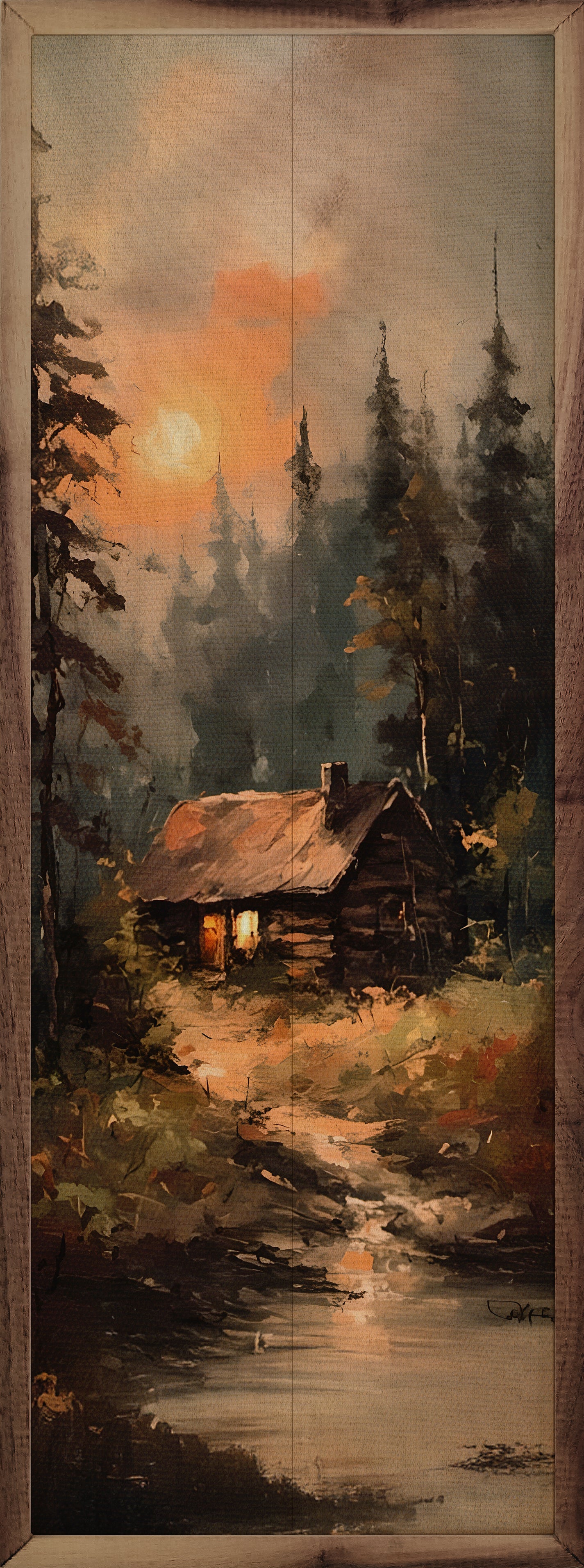 Cabin At Sunrise In Pines