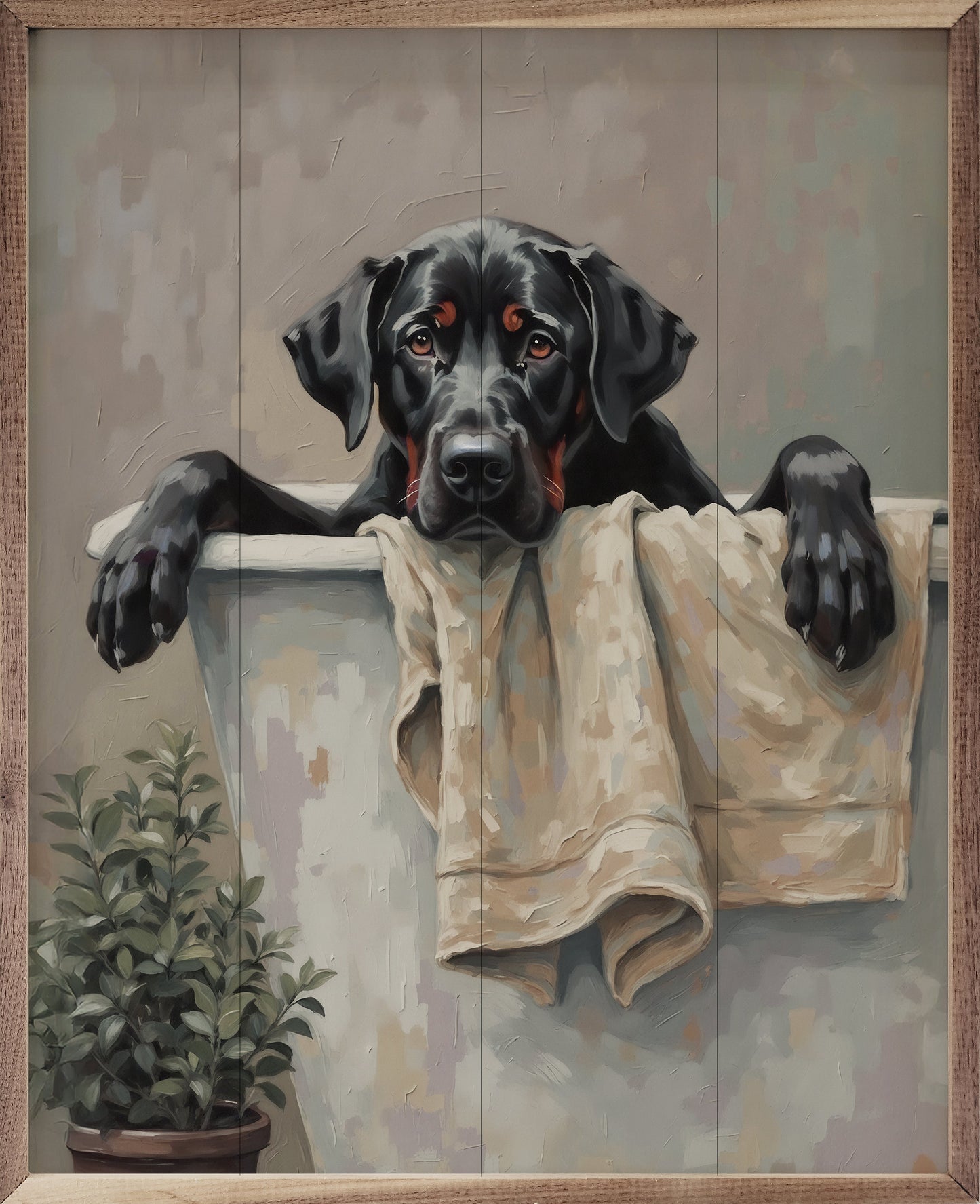 Bath Time Dog In White Tub