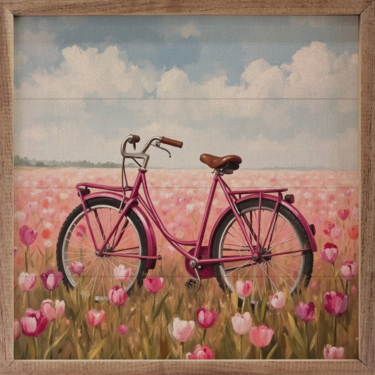 Bike In Tulip Field Back