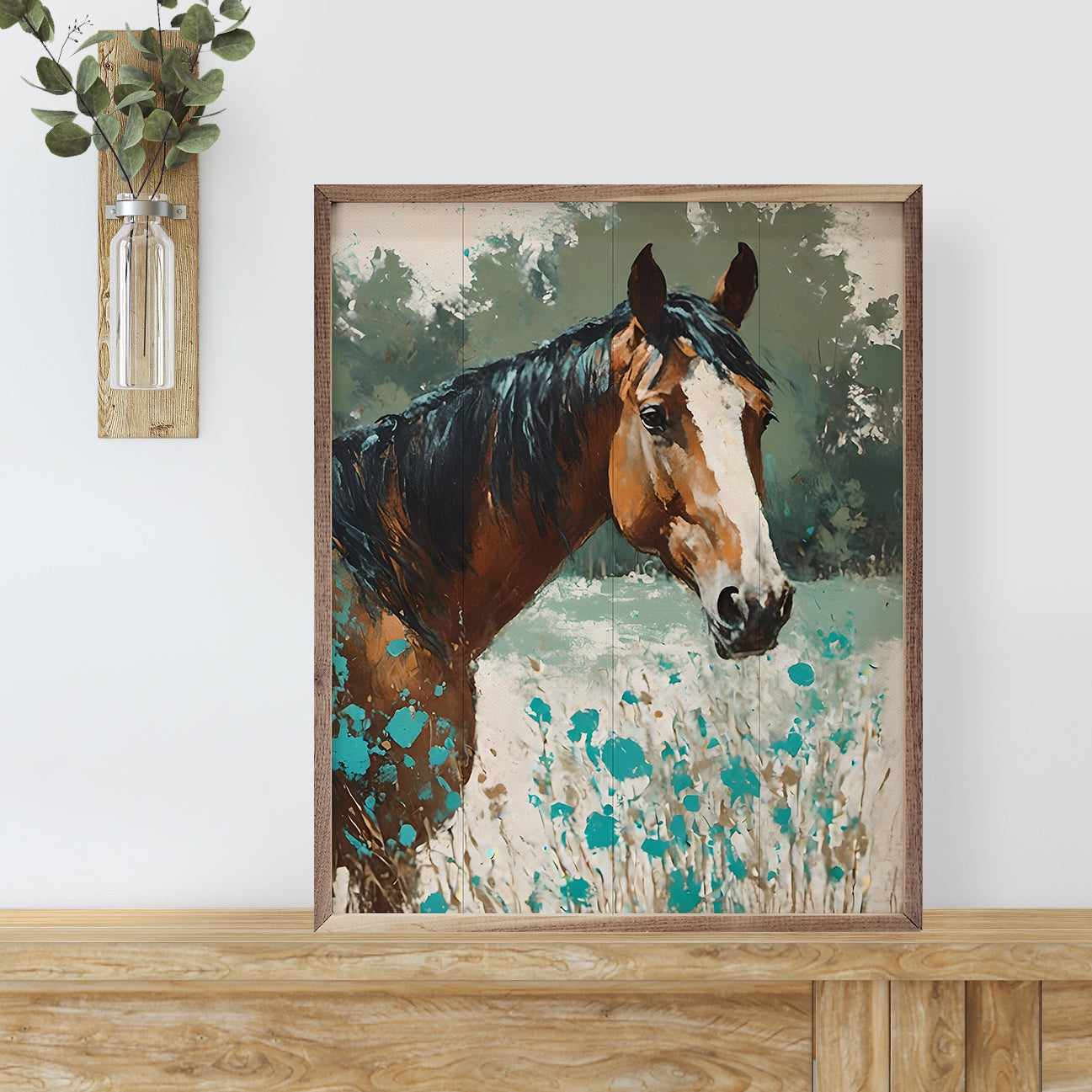 Horse With Turquoise Flowers
