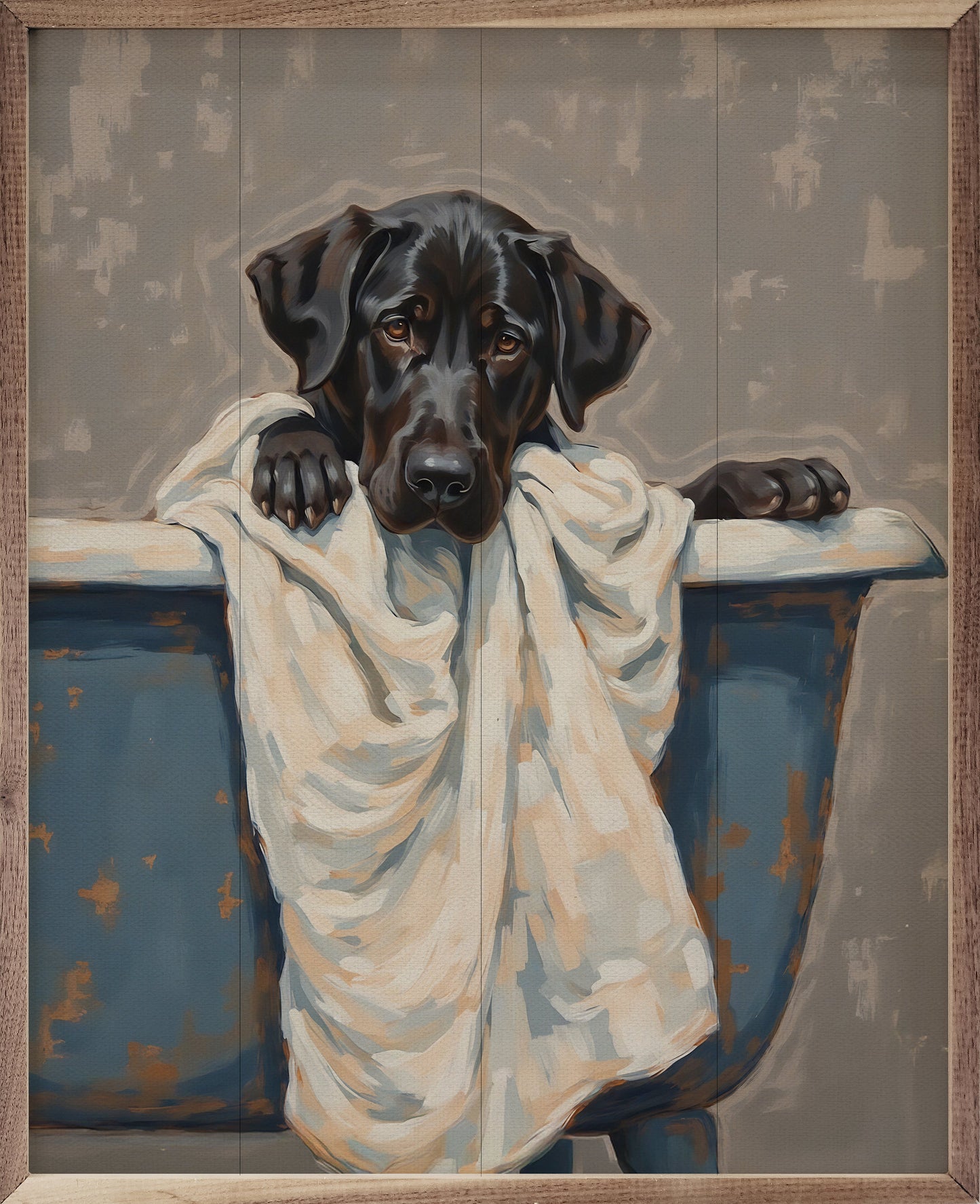 Bath Time Dog In Blue Tub